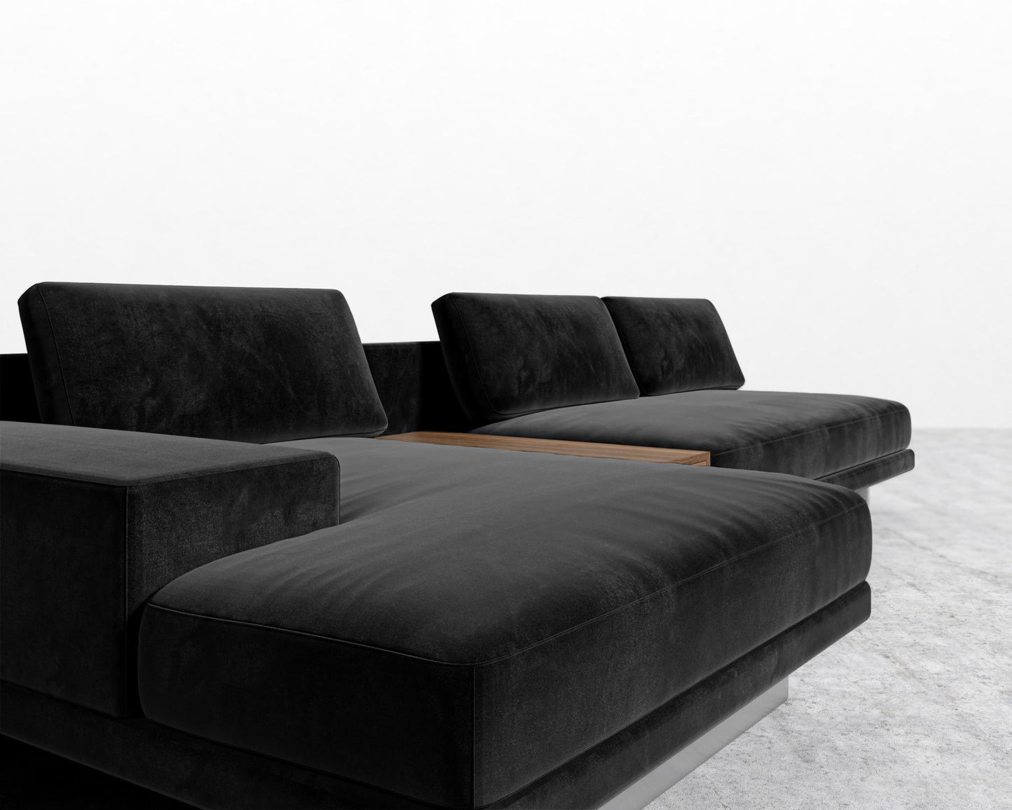 Dresden Sectional Sofa - Plush Velvet - Black