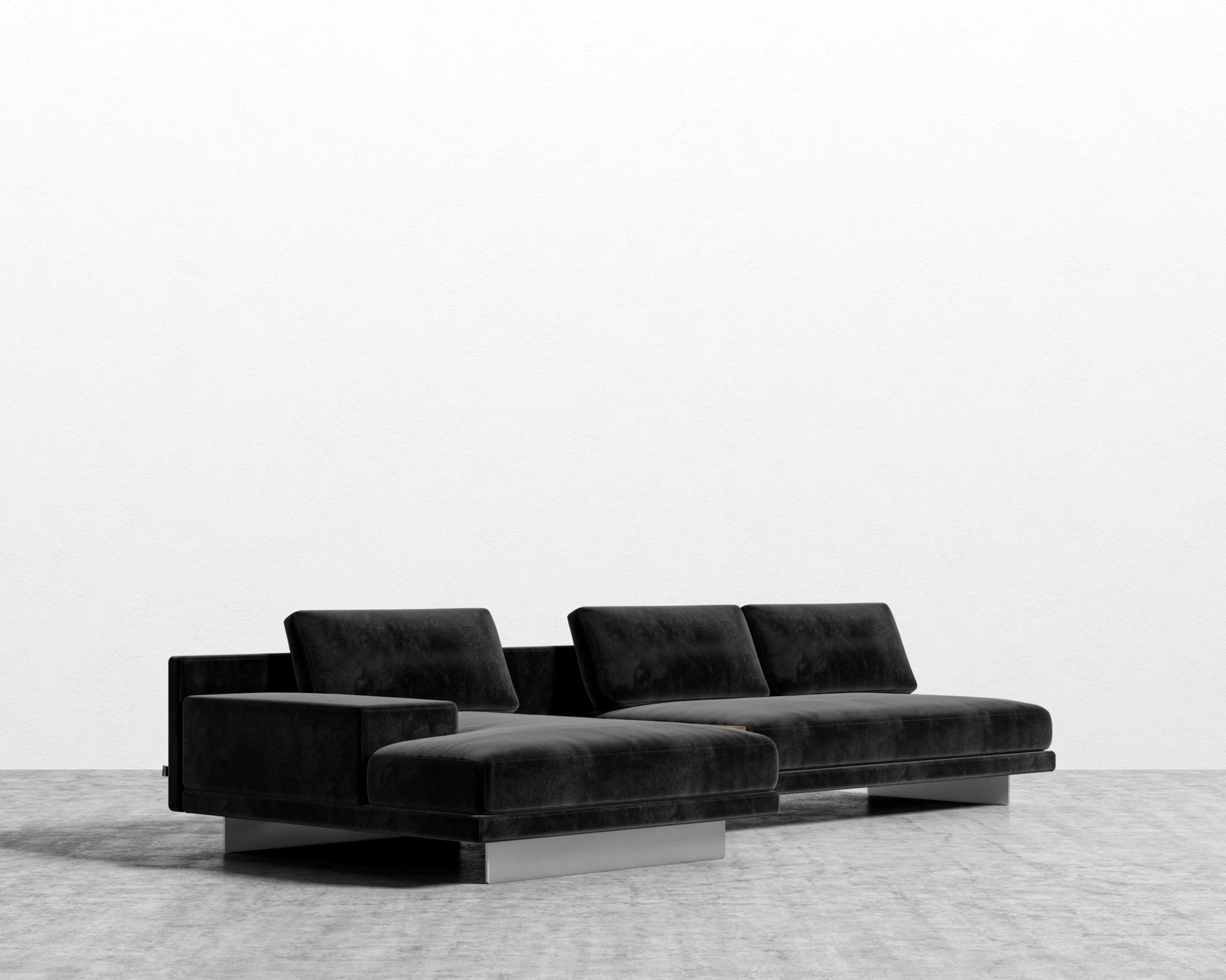 Dresden Sectional Sofa - Plush Velvet - Black