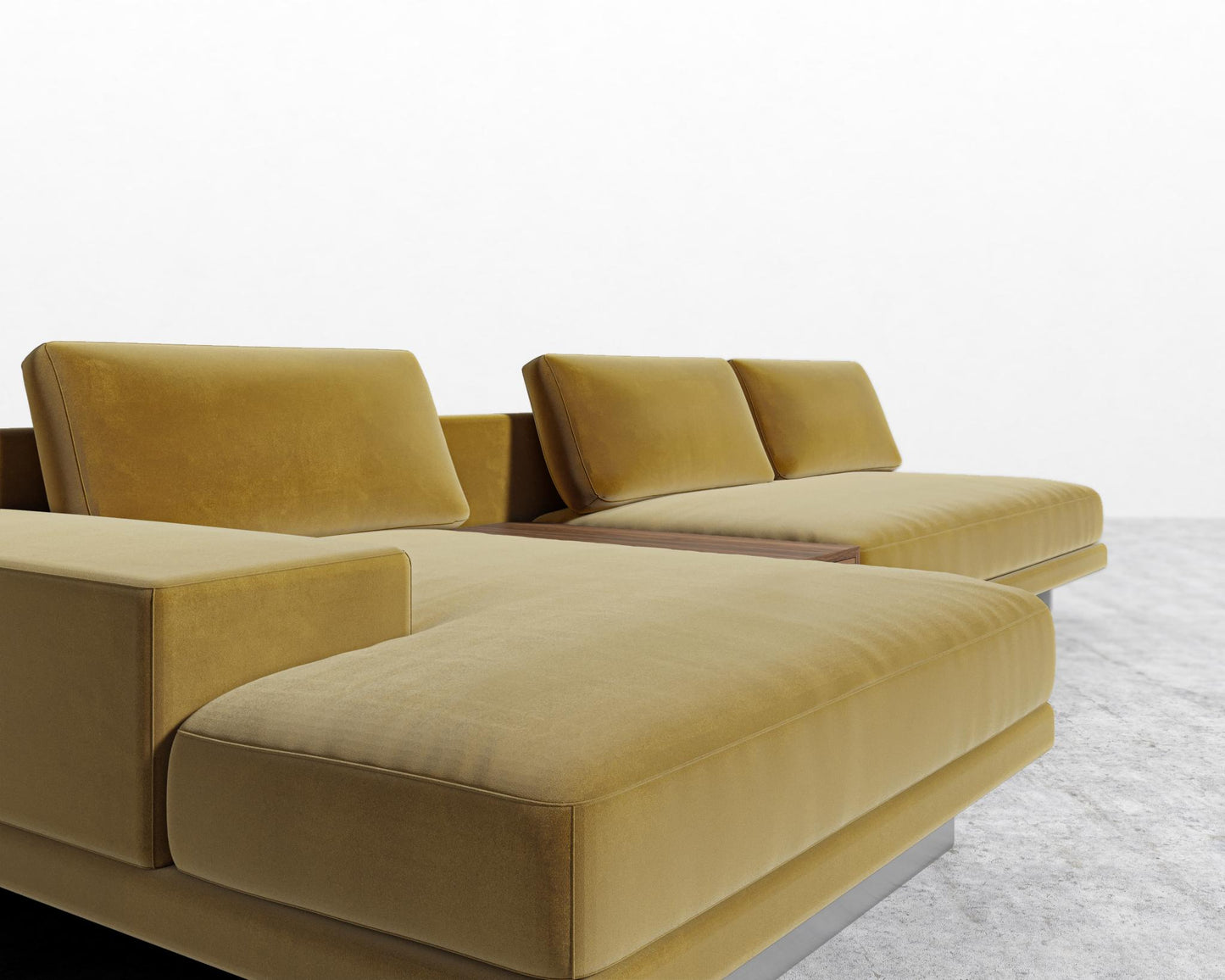 Dresden Sectional Sofa - Plush Velvet - Golden Beryl