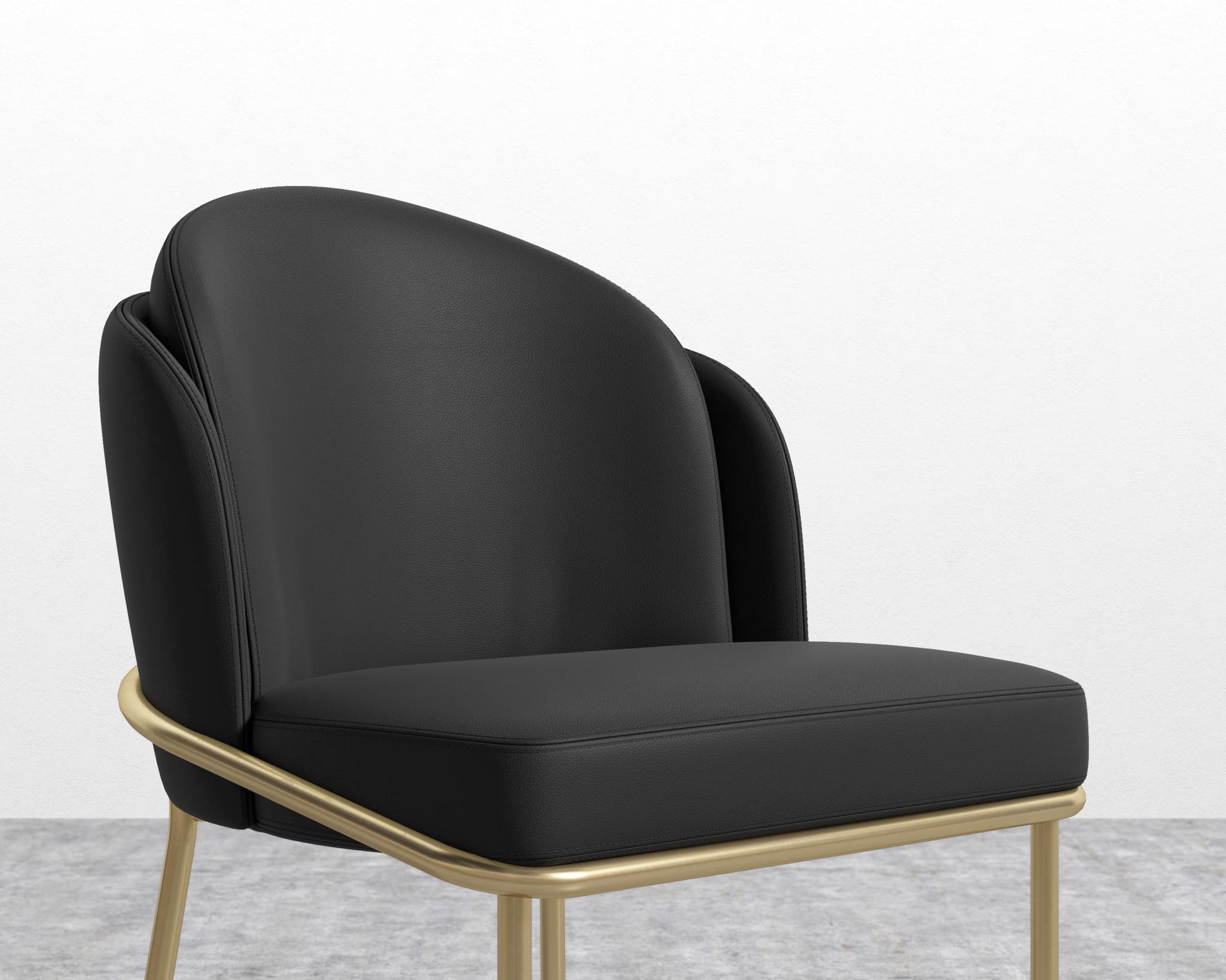 Angelo Chair - PU Leather Monaco Black - Brass