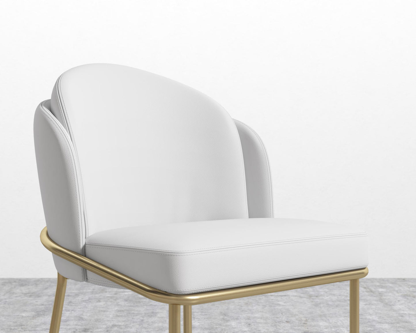 Angelo Chair - PU Leather Monaco White - Brass