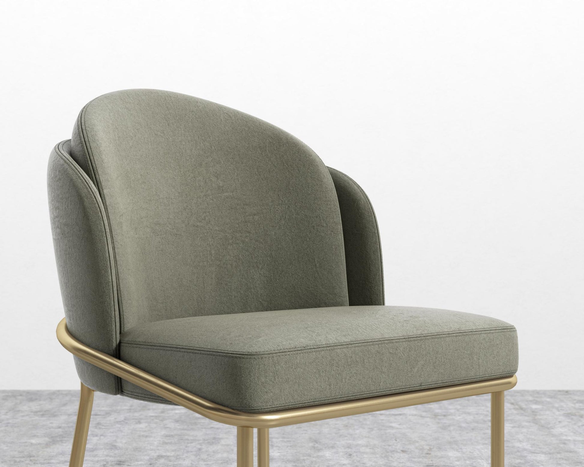 Angelo Dining Chair - Brass - Venice Vegan Suede - Sage