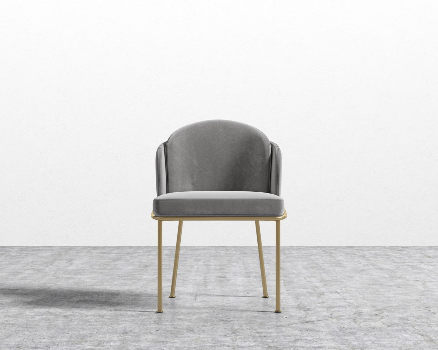 Angelo Dining Chair - Brass - Plush Velvet - Glacier Grey