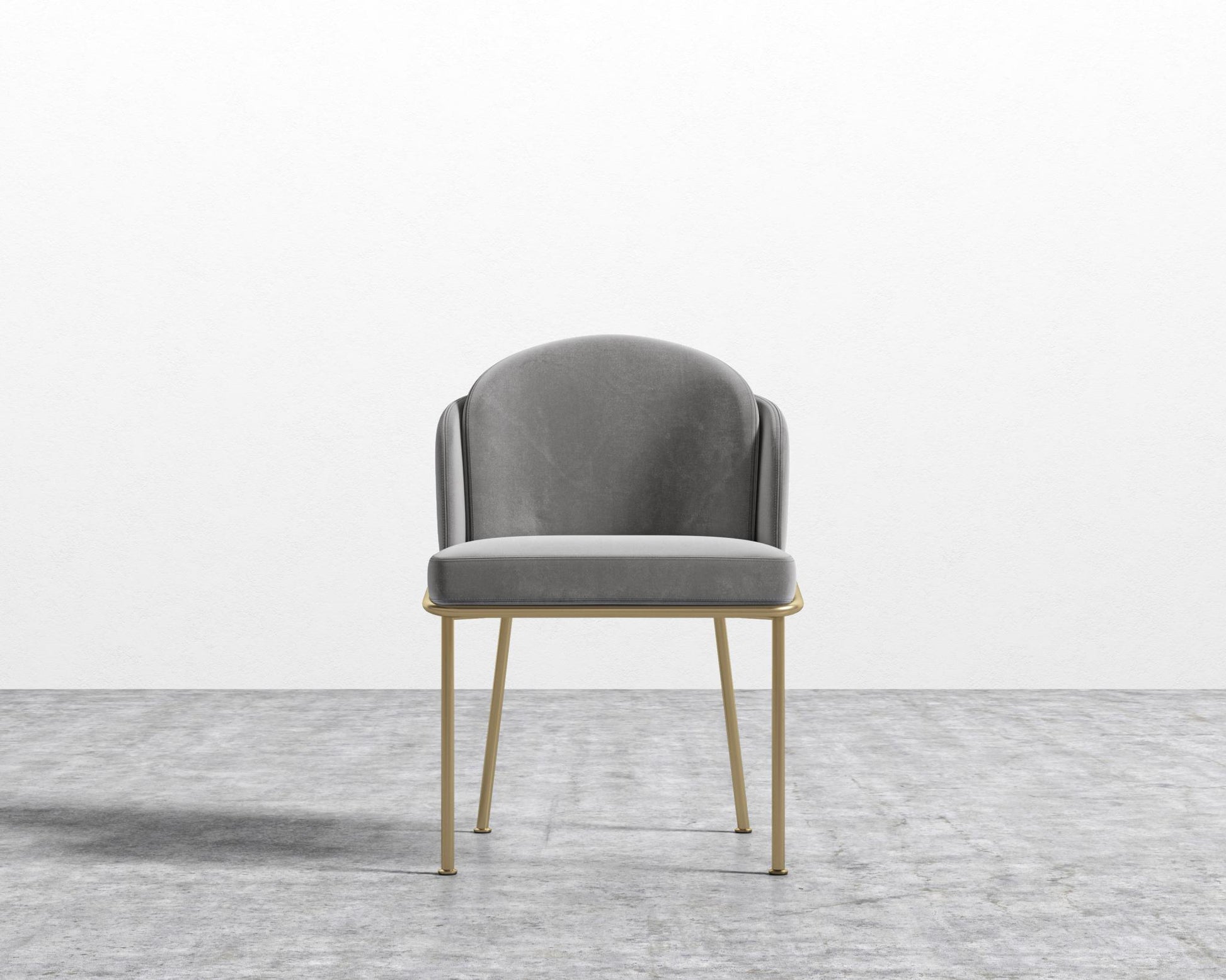 Angelo Dining Chair - Brass - Plush Velvet - Glacier Grey