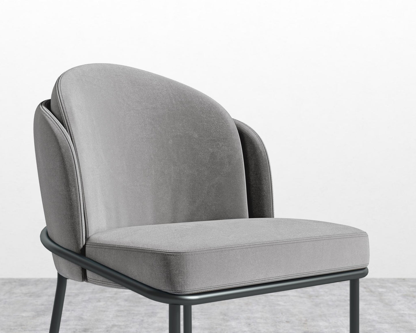 Angelo Dining Chair - Black - Plush Velvet - Glacier Grey