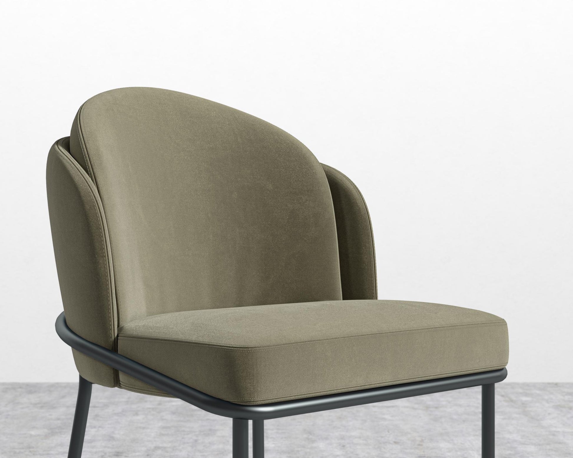 Angelo Dining Chair - Black - Plush Velvet - Olive Green