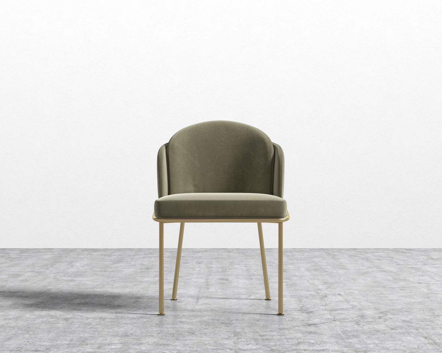 Angelo Dining Chair - Brass - Plush Velvet - Olive Green