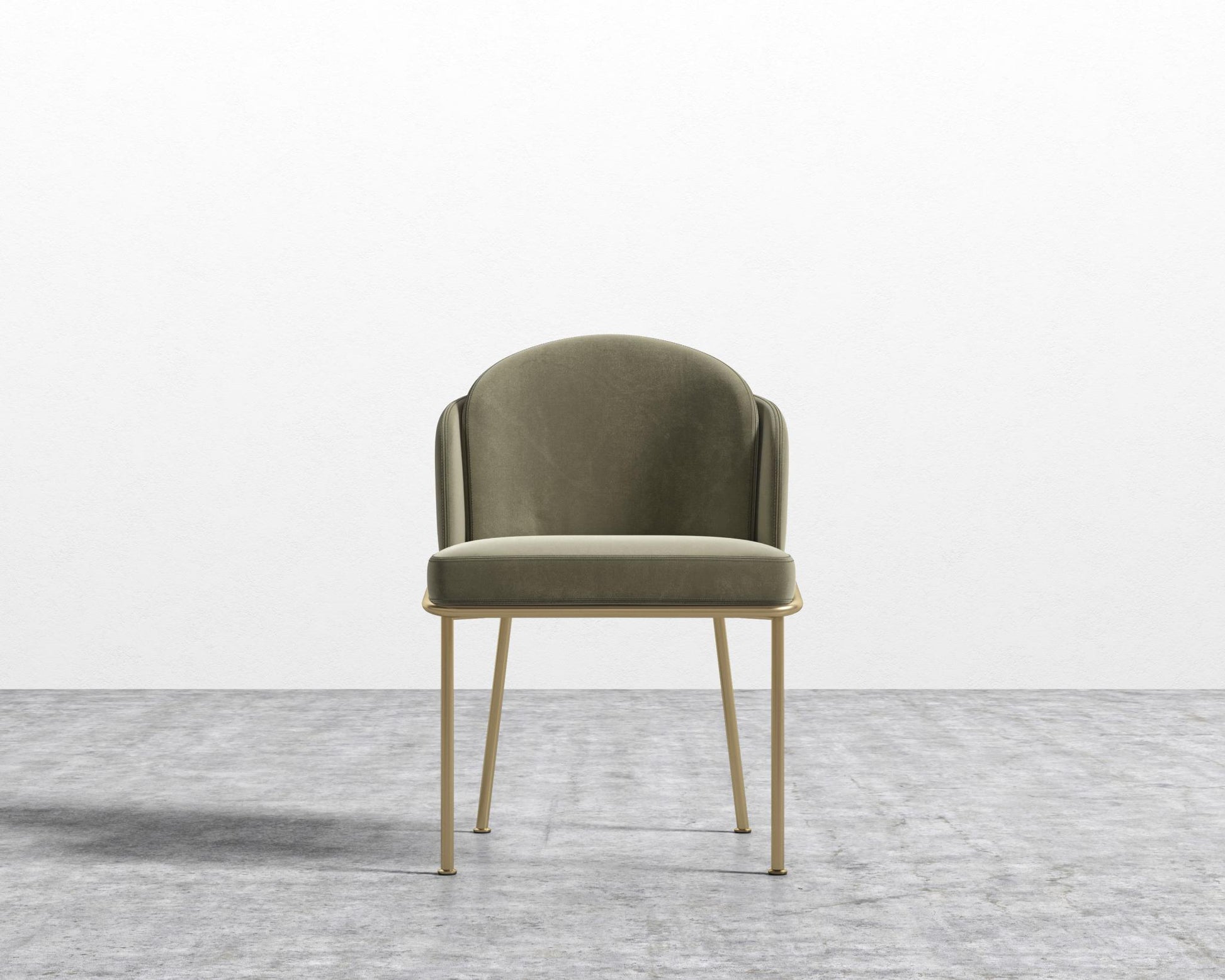 Angelo Dining Chair - Brass - Plush Velvet - Olive Green
