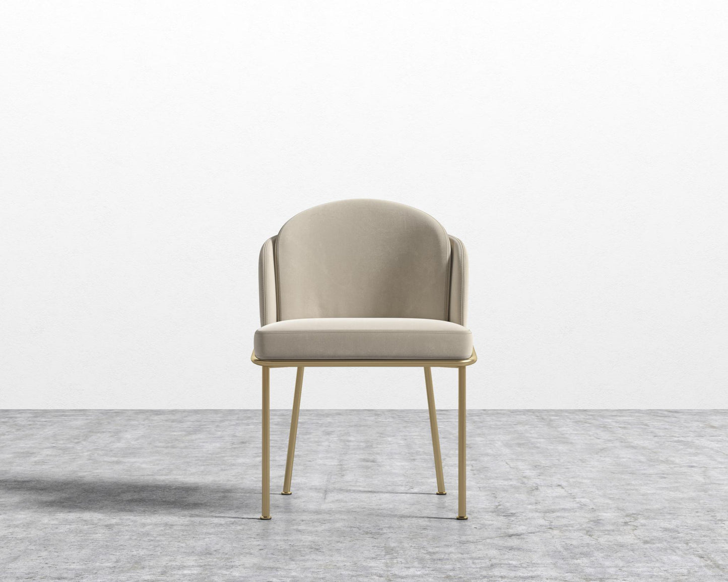 Angelo Dining Chair - Brass - Plush Velvet - Warm Taupe