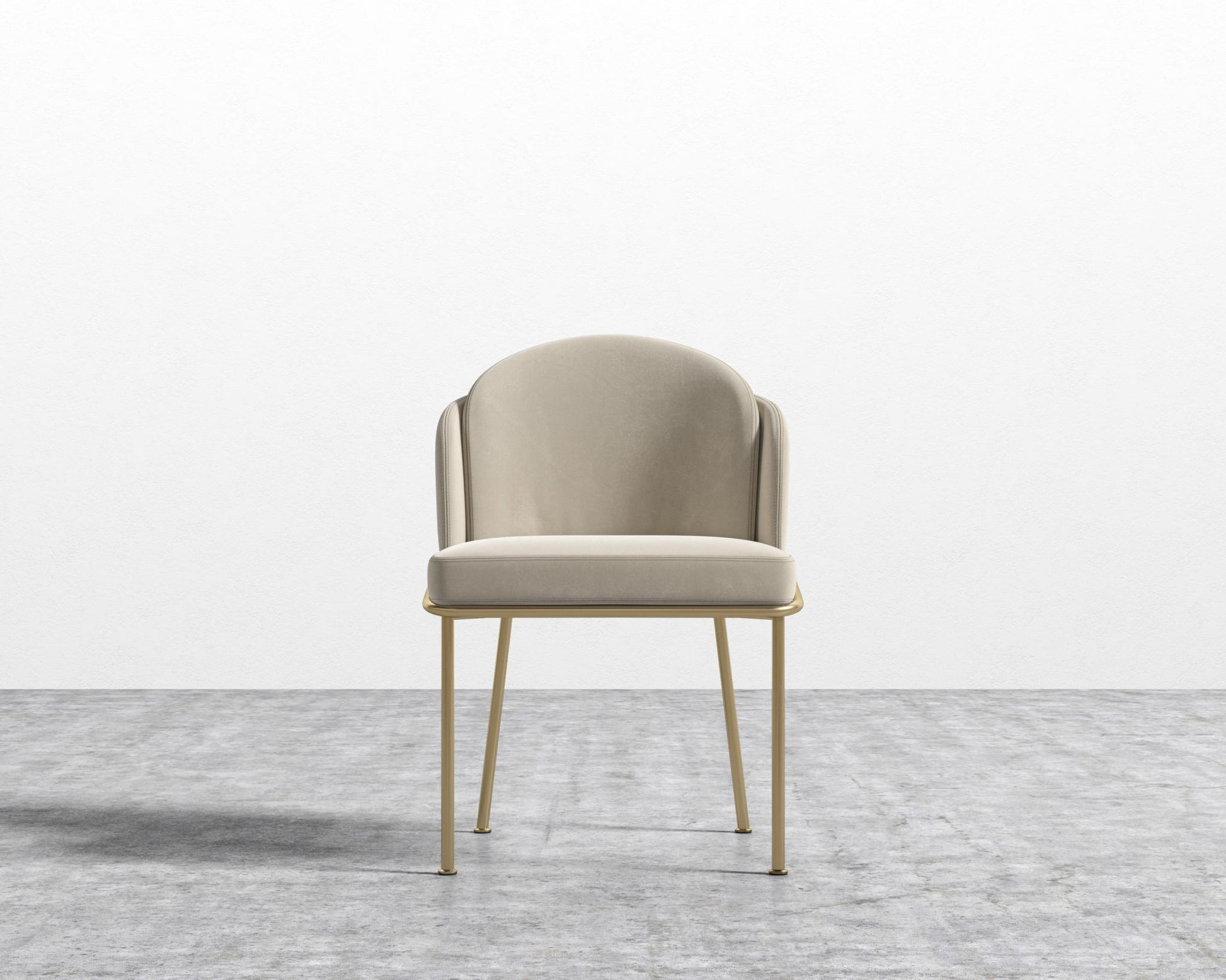 Angelo Dining Chair - Brass - Plush Velvet - Warm Taupe