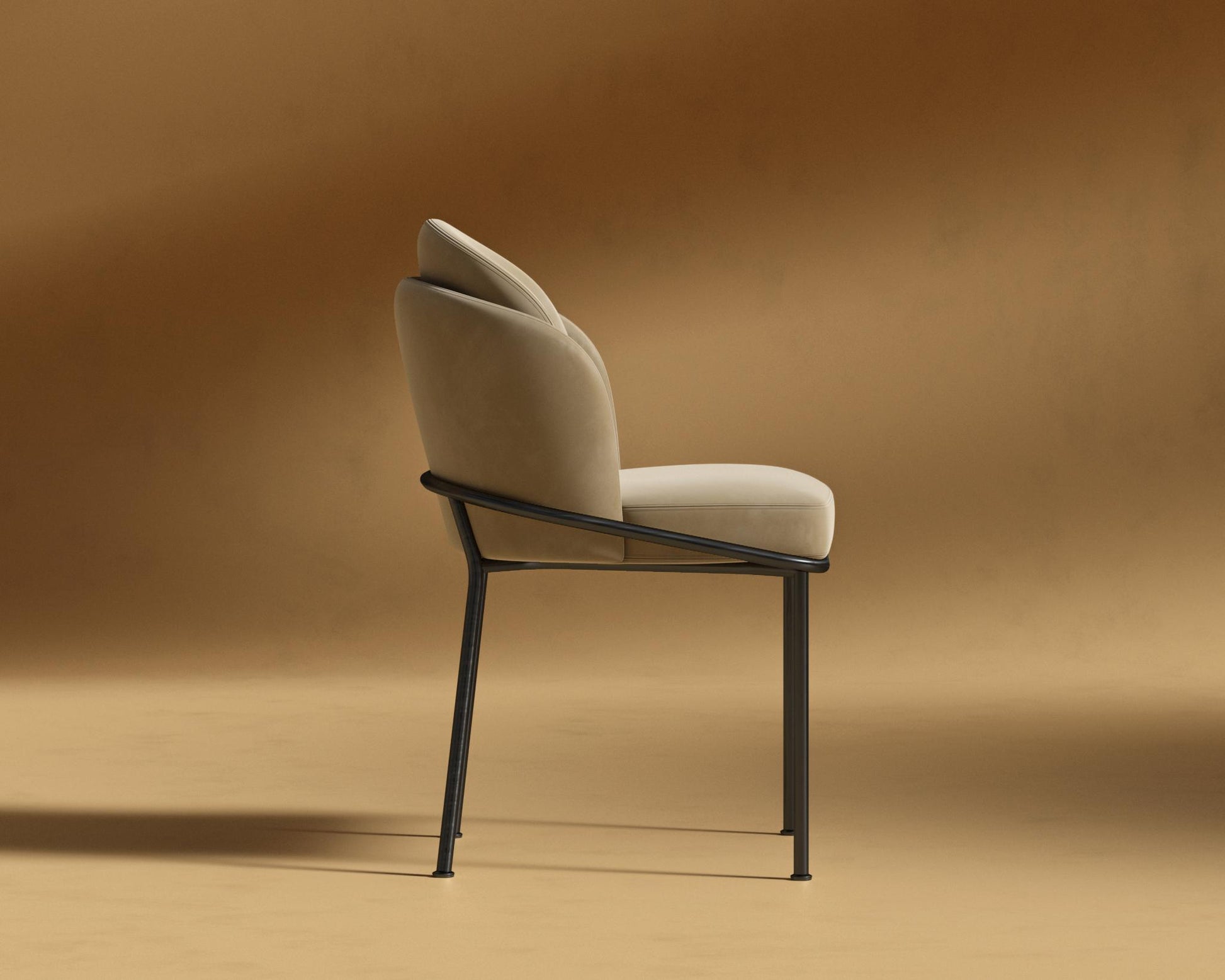 Angelo Dining Chair - Black - Plush Velvet - Dune