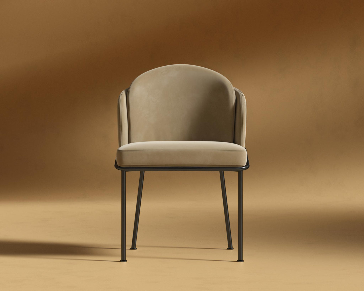 Angelo Dining Chair - Black - Plush Velvet - Dune