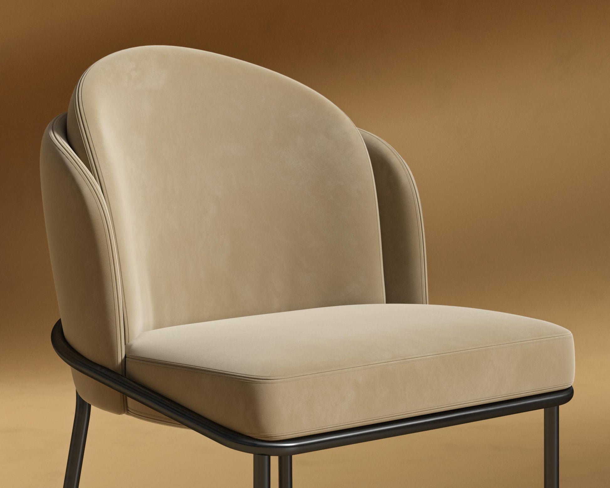 Angelo Dining Chair - Black - Plush Velvet - Dune