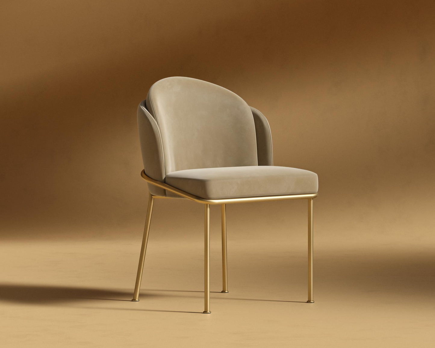 Angelo Dining Chair - Brass - Plush Velvet - Dune