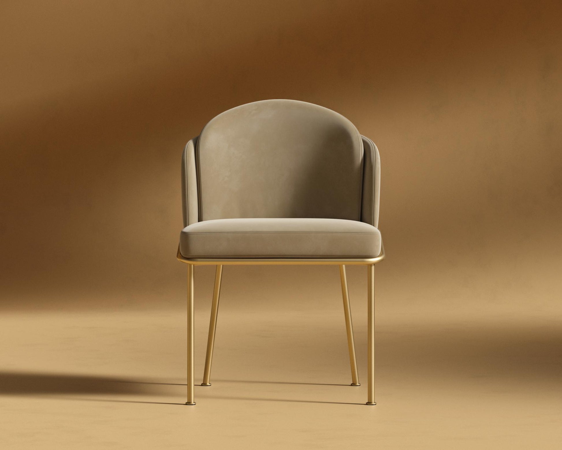 Angelo Dining Chair - Brass - Plush Velvet - Dune