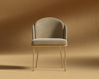 Angelo Dining Chair - Brass - Plush Velvet - Dune