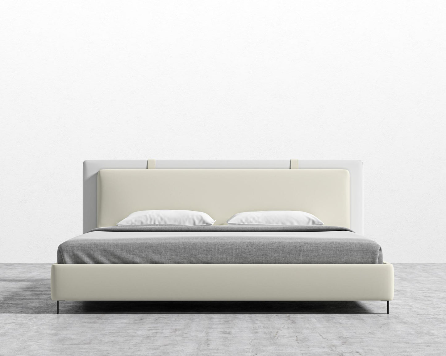Abigail Bed - King - PU Leather - Monaco Cream