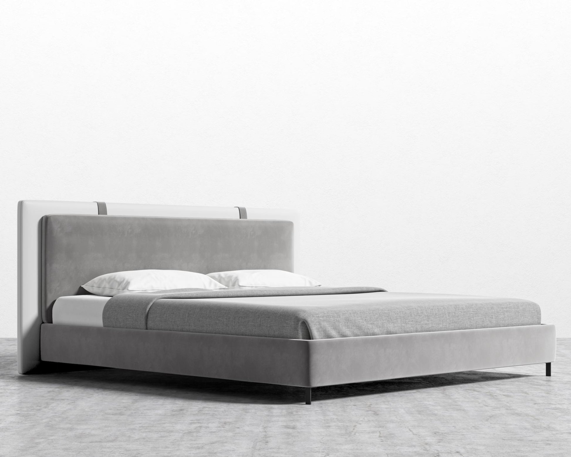 Abigail Bed - King - Plush Velvet - Glacier Grey - Monaco White