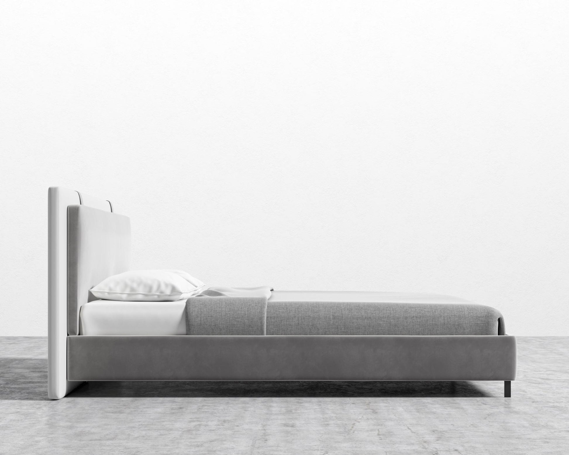 Abigail Bed - King - Plush Velvet - Glacier Grey - Monaco White