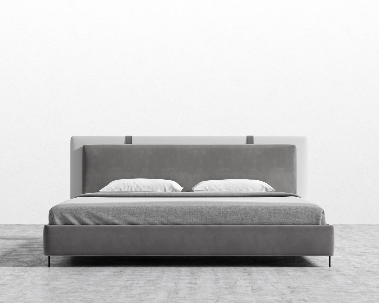 Abigail Bed - King - Plush Velvet - Glacier Grey - Monaco White