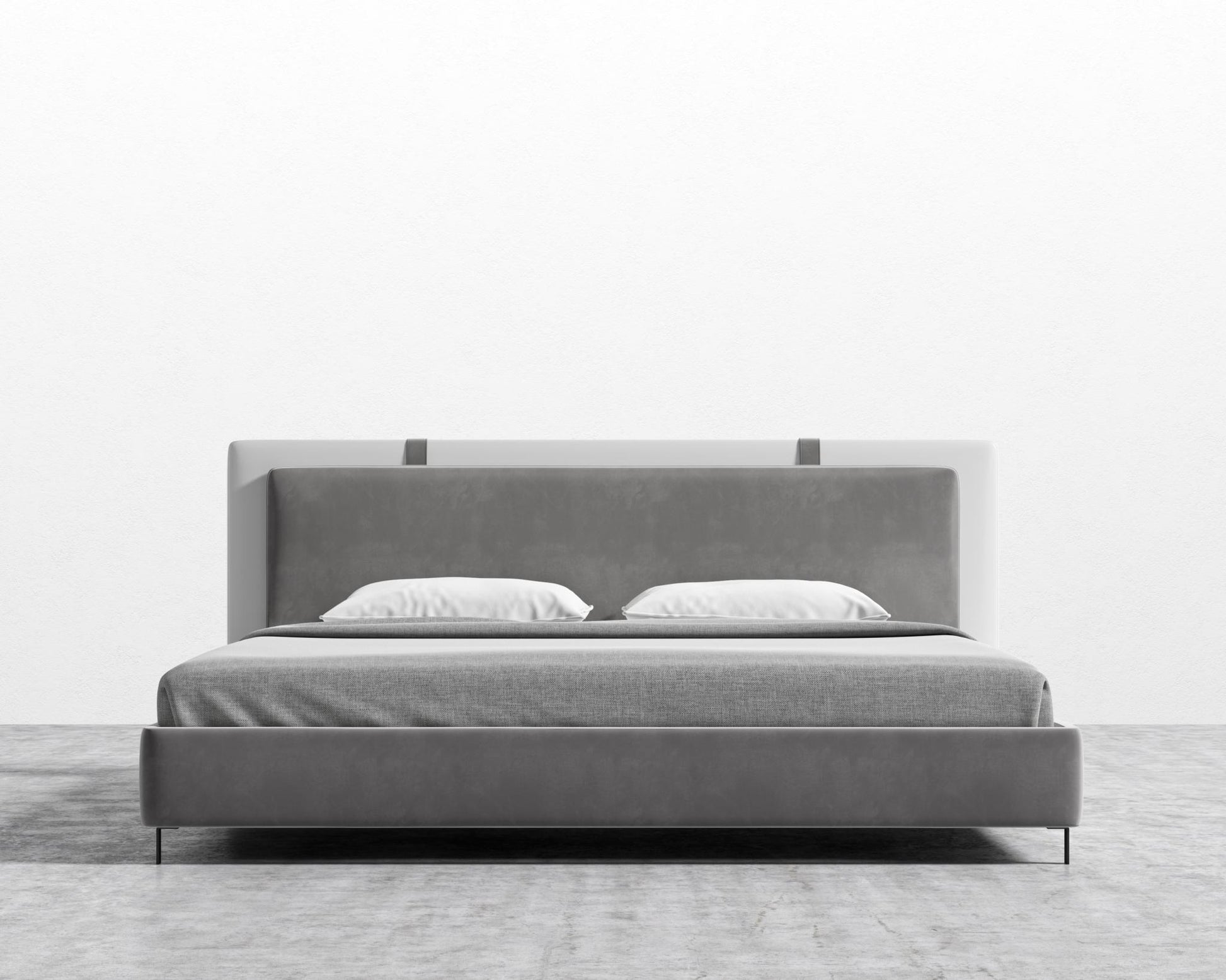 Abigail Bed - King - Plush Velvet - Glacier Grey - Monaco White
