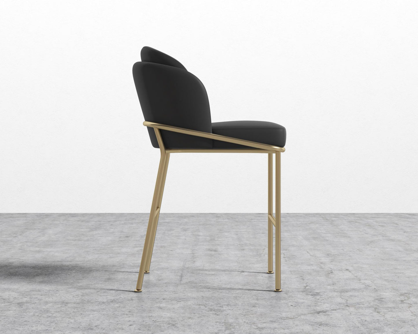 Angelo Counter Stool - PU Leather Monaco Black - Brass