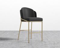 Angelo Counter Stool - PU Leather Monaco Black - Brass