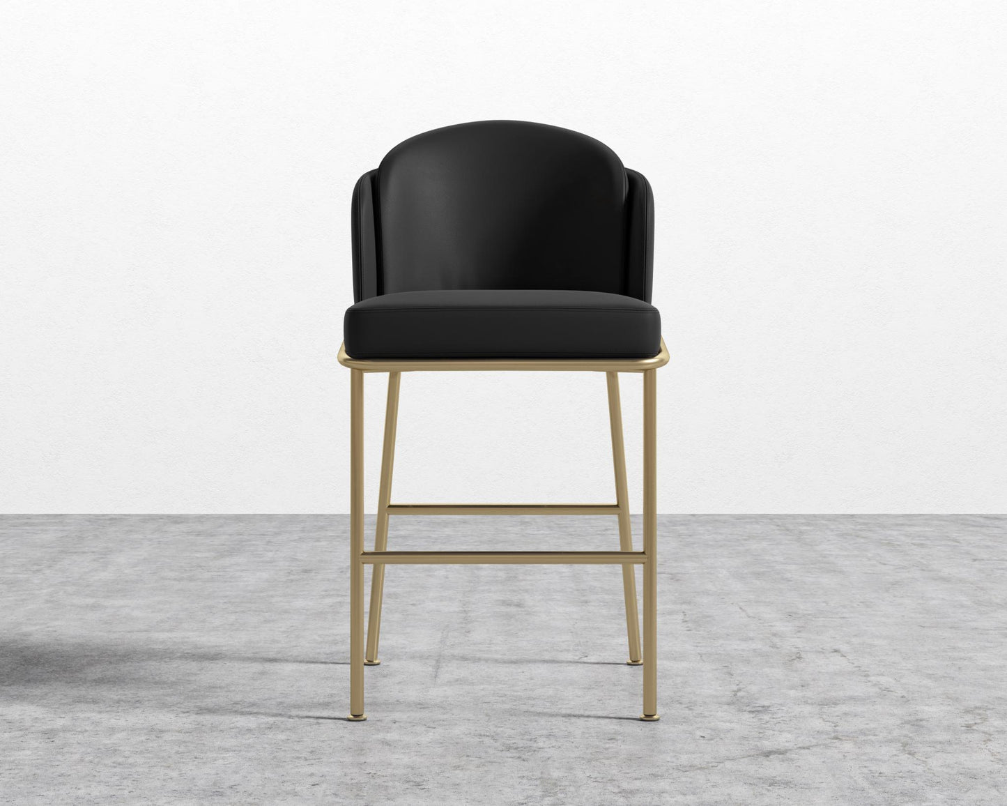 Angelo Counter Stool - PU Leather Monaco Black - Brass