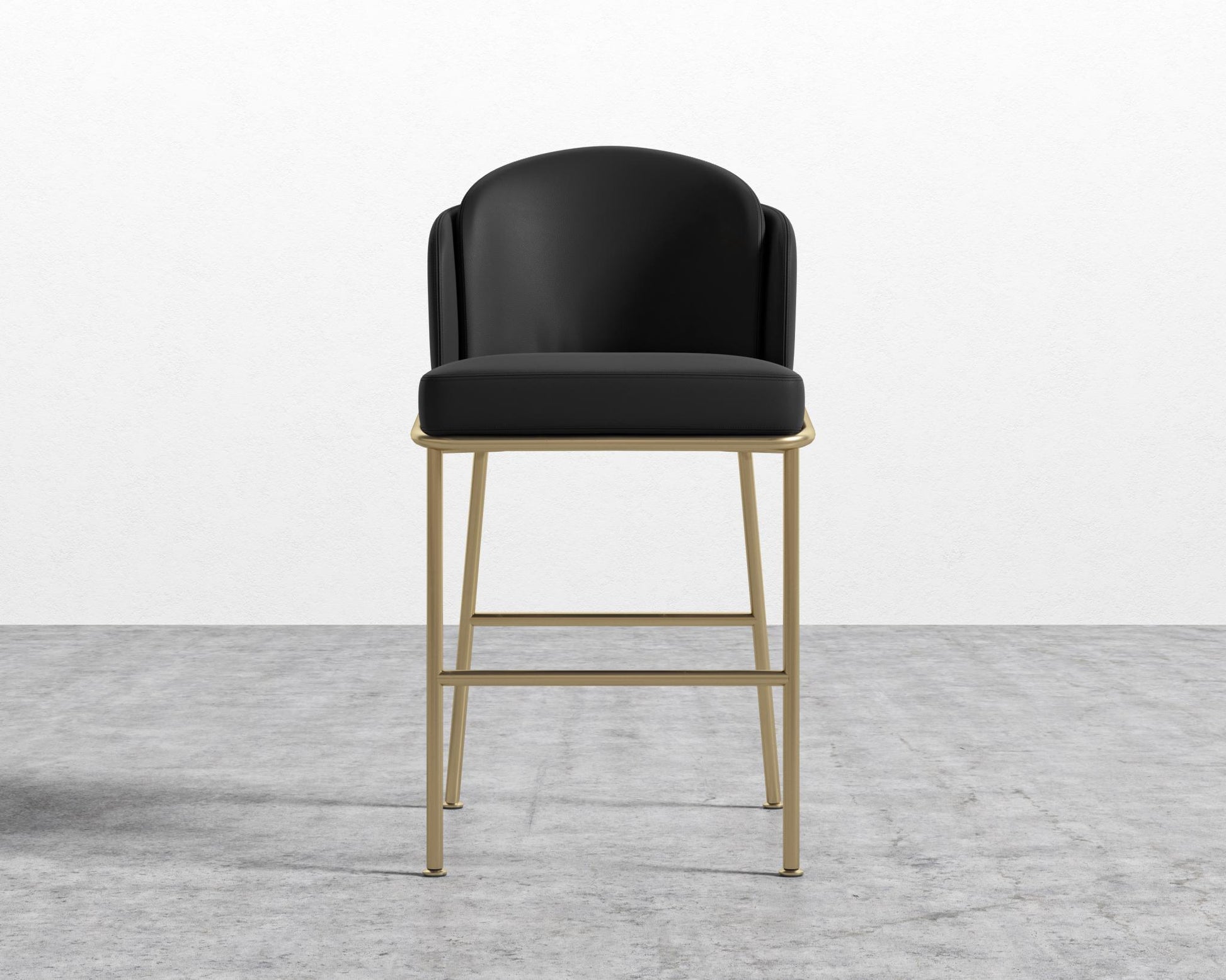Angelo Counter Stool - PU Leather Monaco Black - Brass