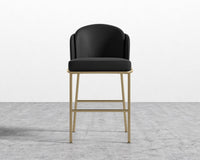 Angelo Counter Stool - PU Leather Monaco Black - Brass