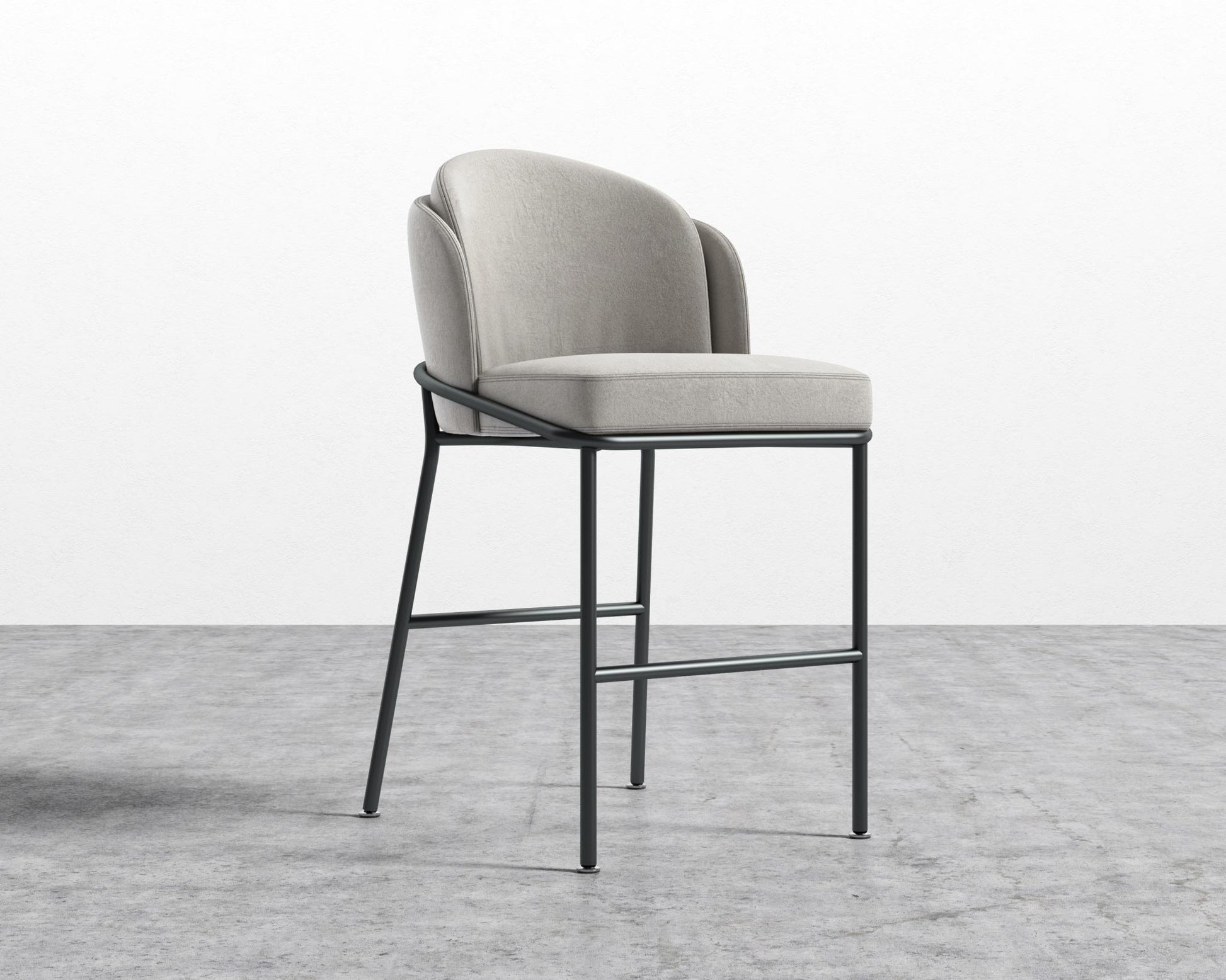 Angelo Counter Stool - Venice Suede - Chiffon - Black