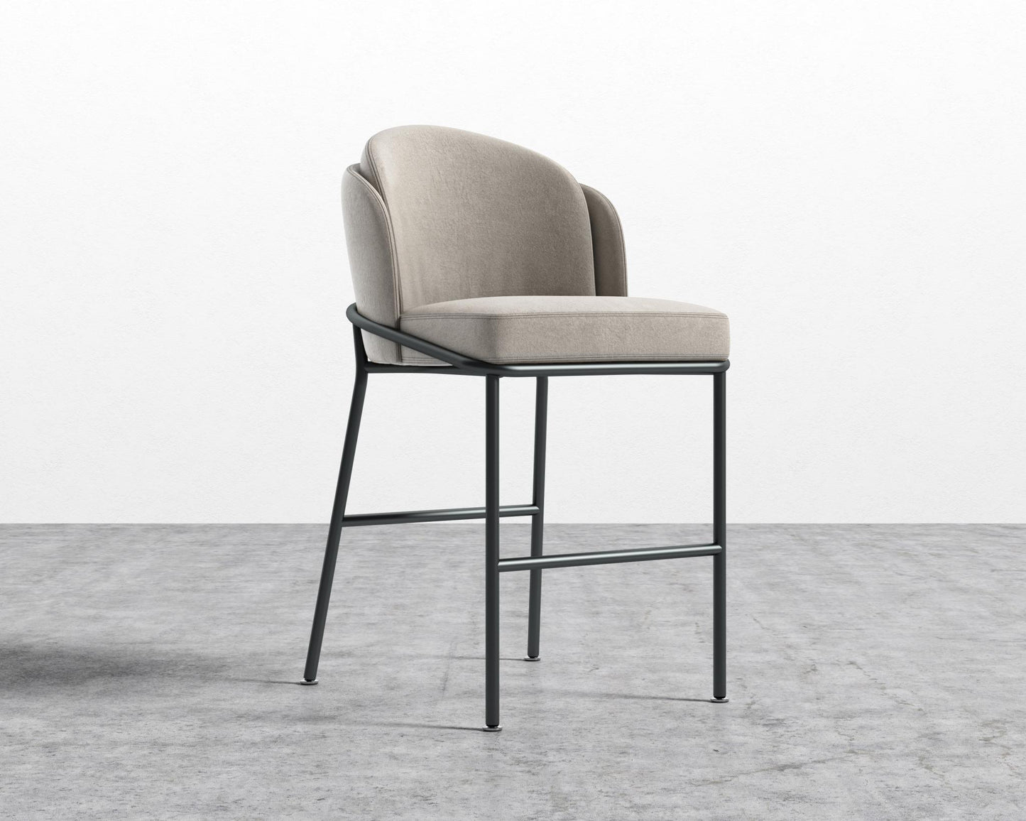 Angelo Counter Stool - Venice Suede - Latte - Black