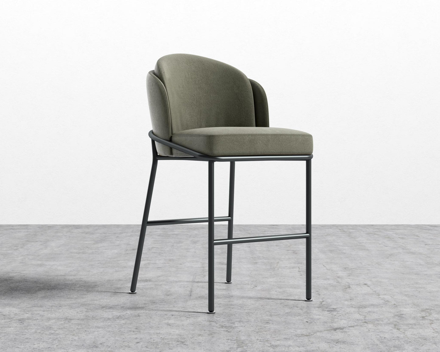 Angelo Counter Stool - Venice Suede - Sage - Black