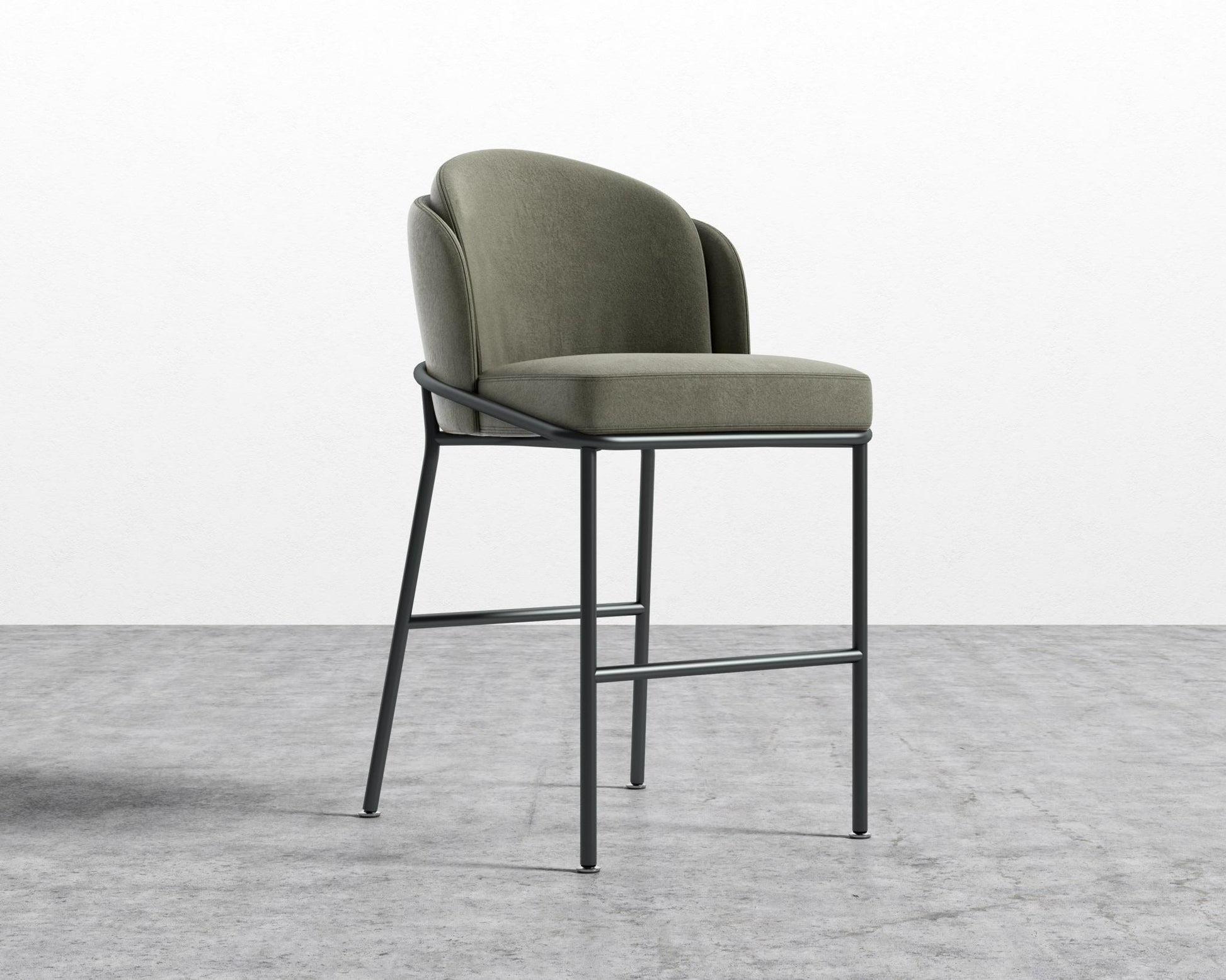 Angelo Counter Stool - Venice Suede - Sage - Black