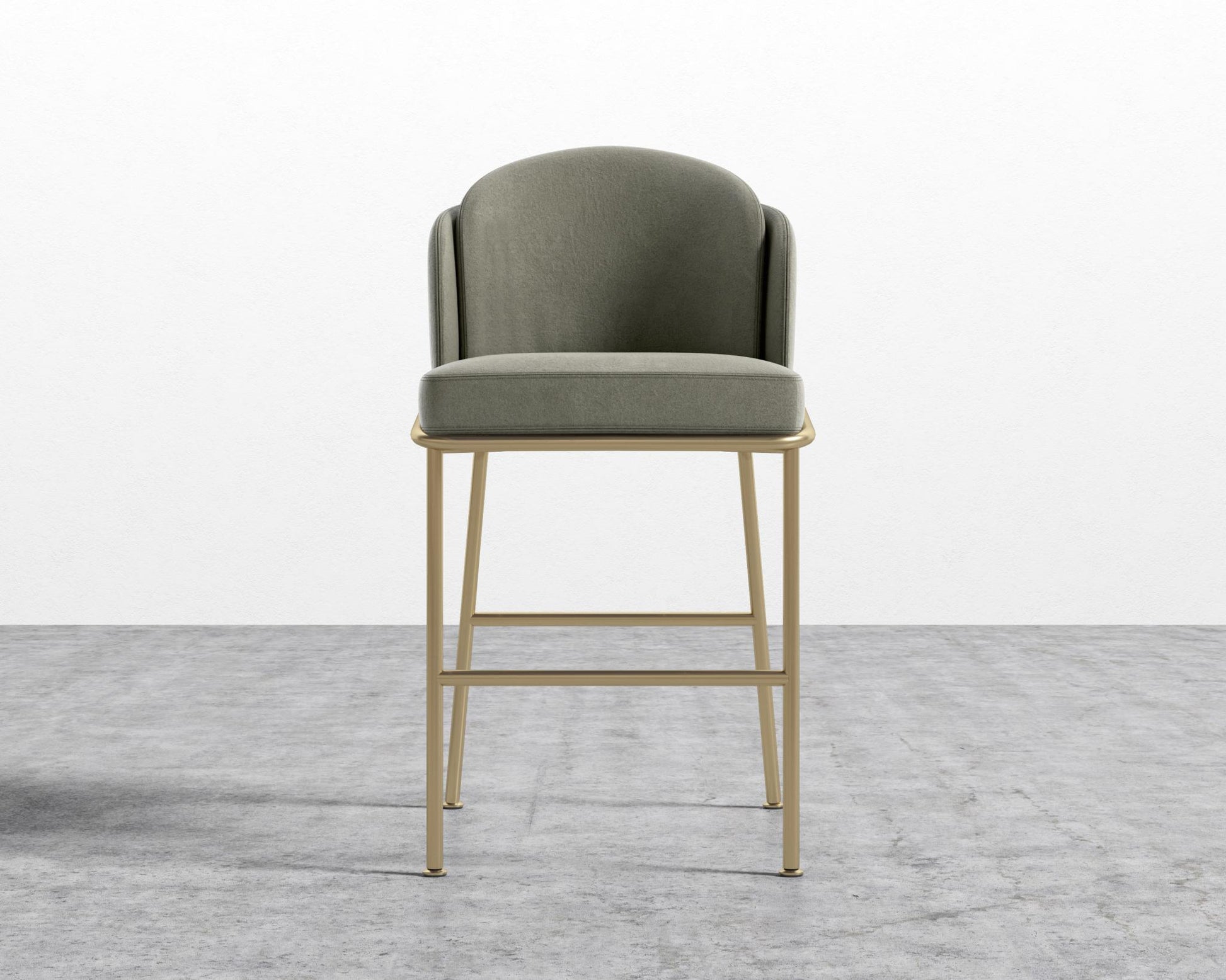 Angelo Counter Stool - Venice Suede - Sage - Brass