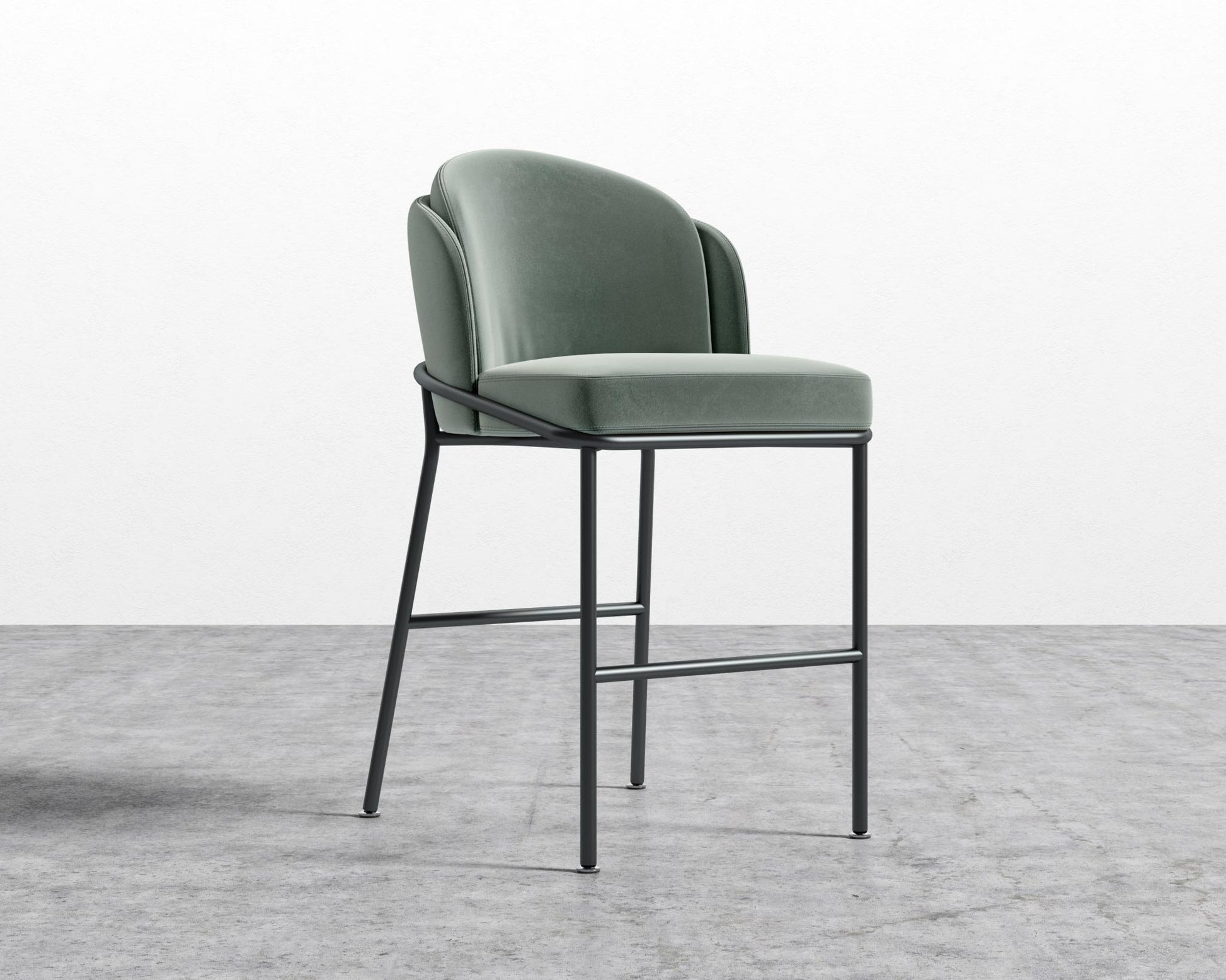 Angelo Counter Stool - Plush Velvet - Moonstone - Black