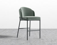 Angelo Counter Stool - Plush Velvet - Moonstone - Black