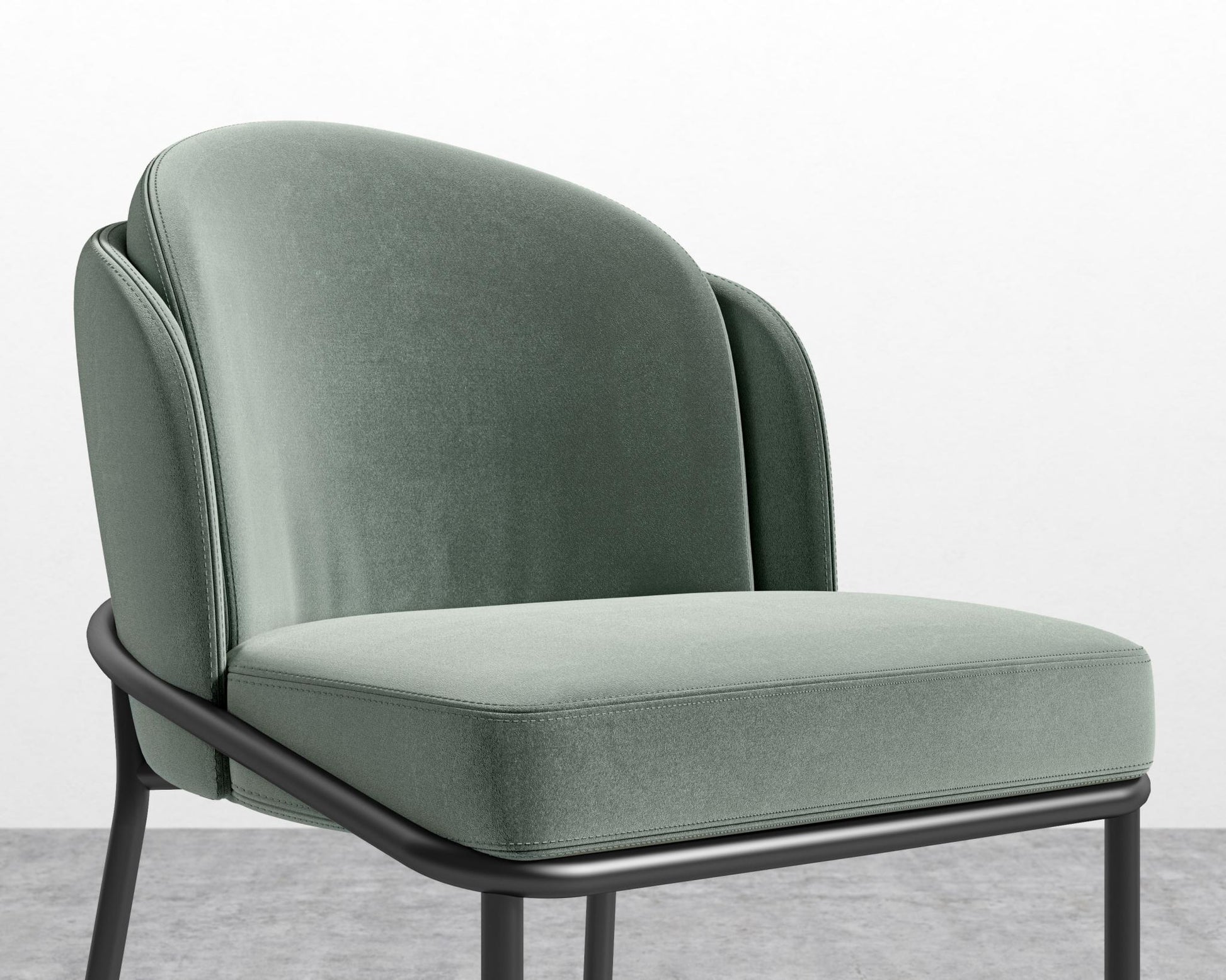 Angelo Counter Stool - Plush Velvet - Moonstone - Black