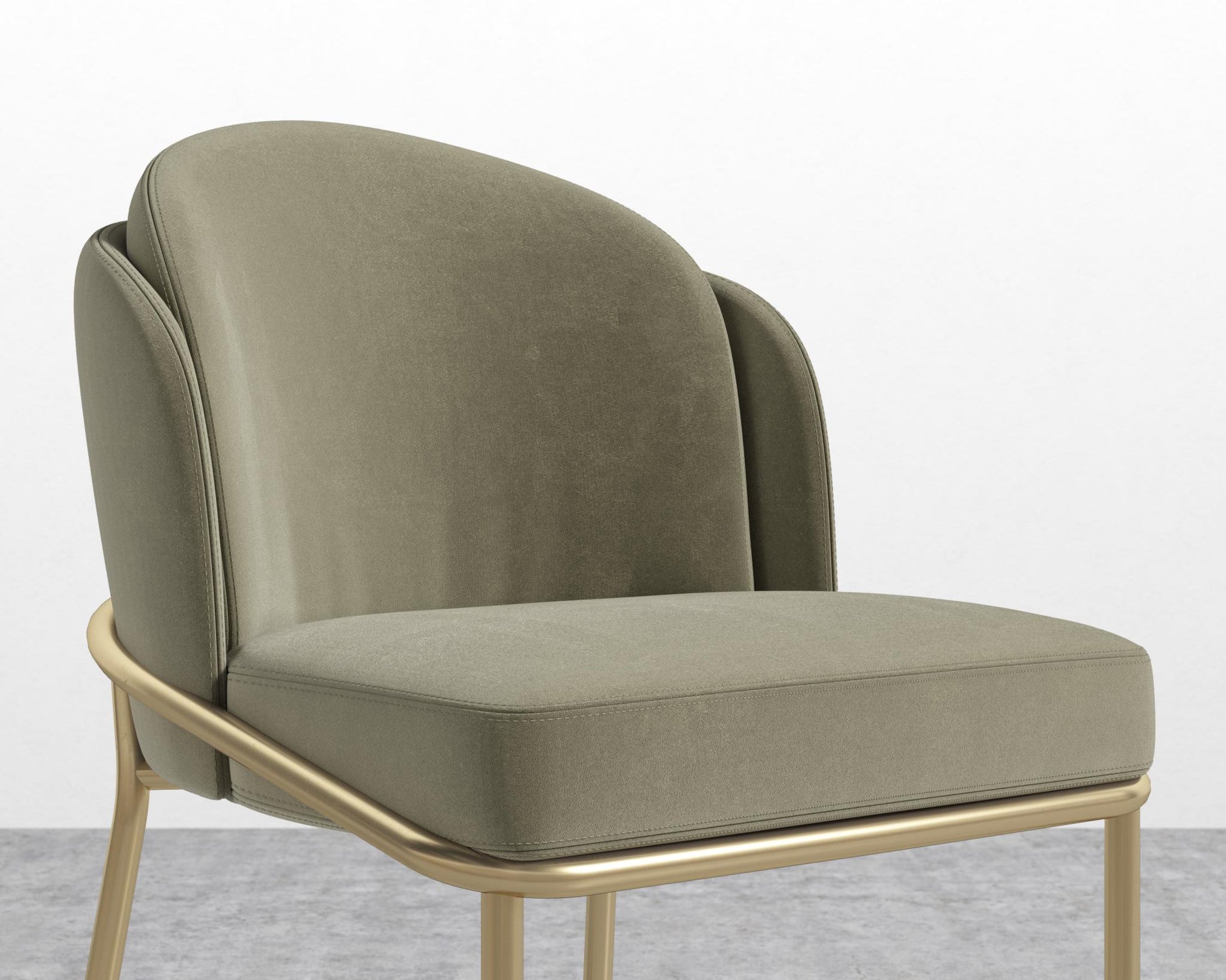 Angelo Counter Stool - Plush Velvet - Olive Green - Brass