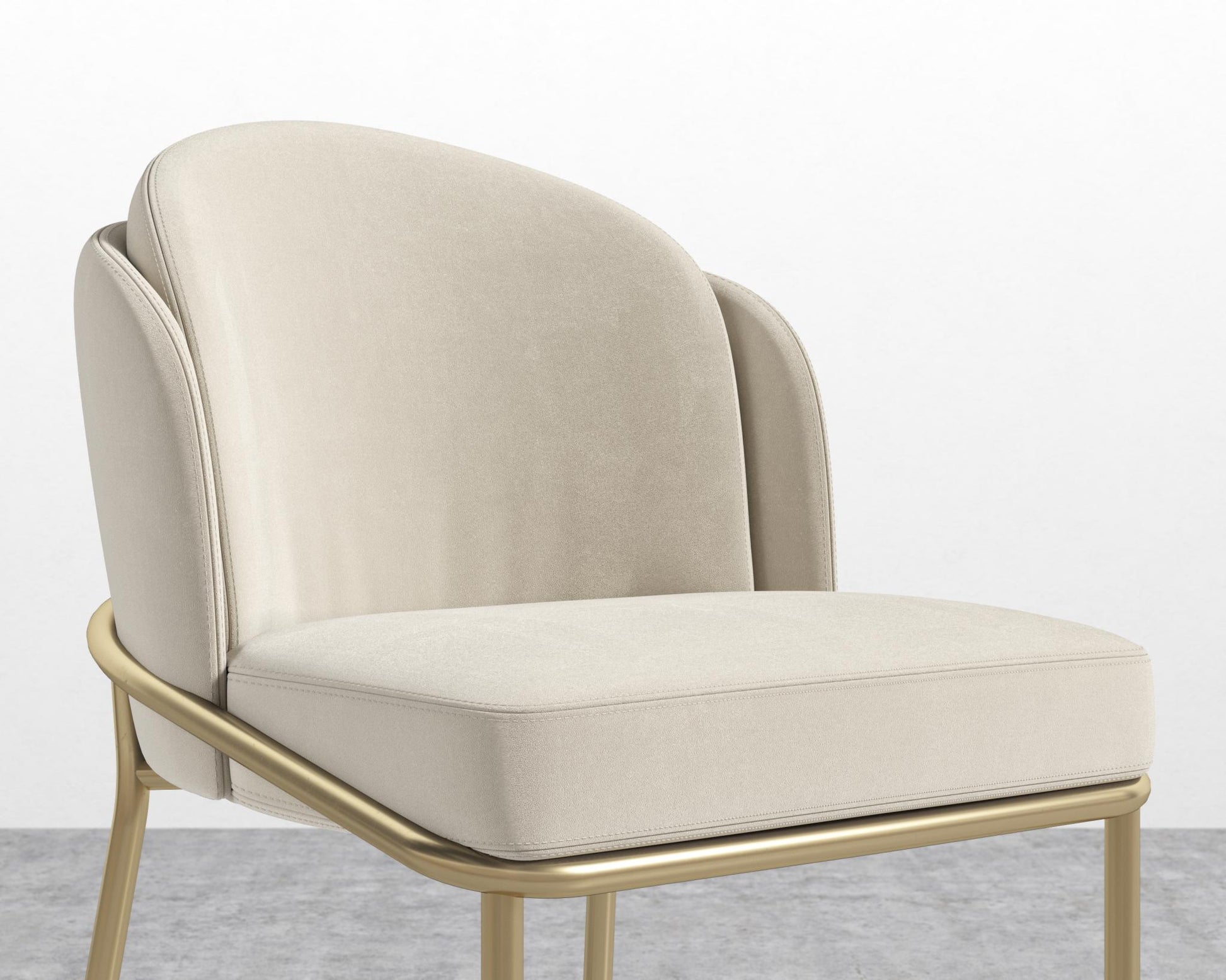 Angelo Counter Stool - Plush Velvet - Warm Taupe - Brass