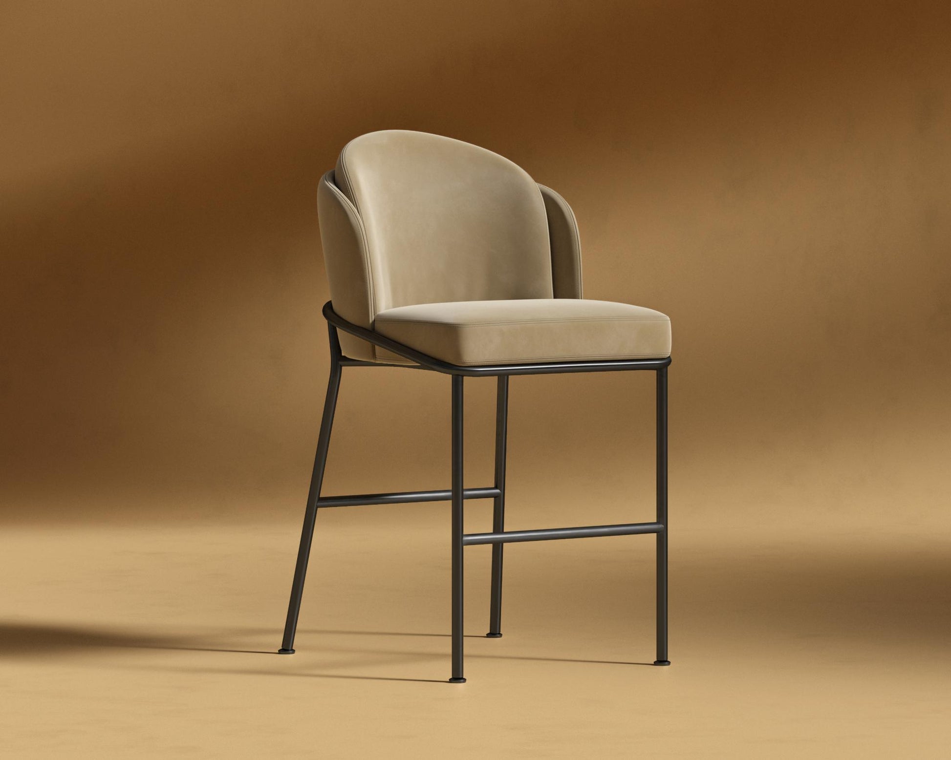 Angelo Counter Stool - Plush Velvet - Dune - Black