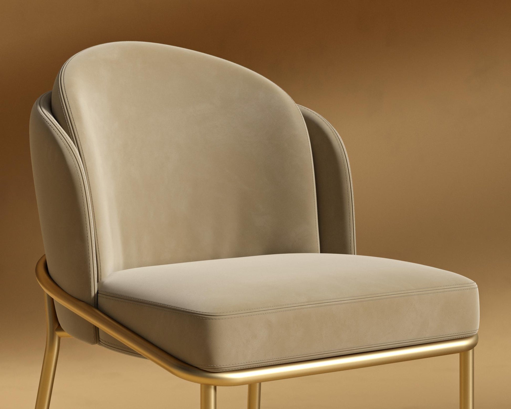 Angelo Counter Stool - Plush Velvet - Dune - Brass