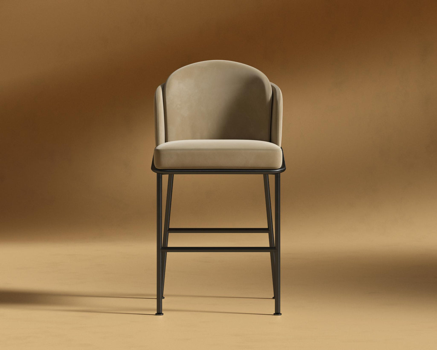 Angelo Counter Stool - Plush Velvet - Dune - Black