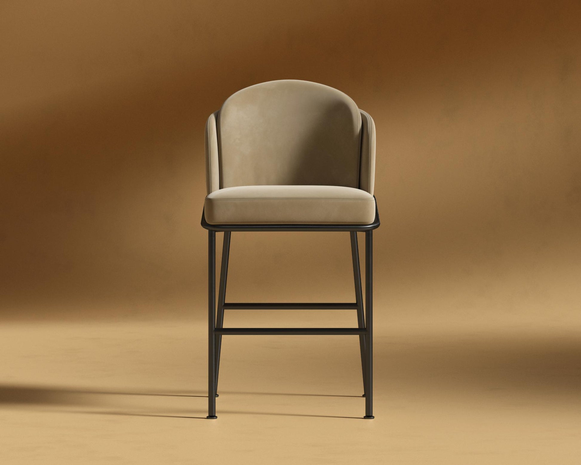 Angelo Counter Stool - Plush Velvet - Dune - Black