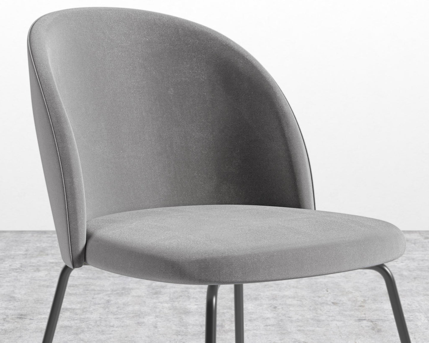 Iris Chair - Plush Velvet - Glacier Grey - Black Base