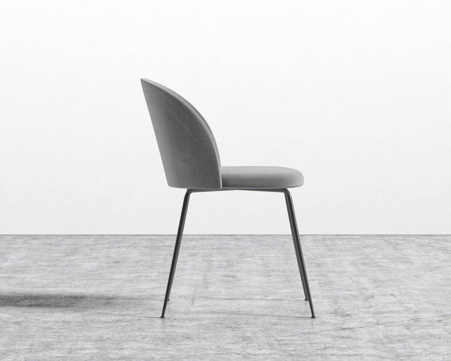 Iris Chair - Plush Velvet - Glacier Grey - Black Base
