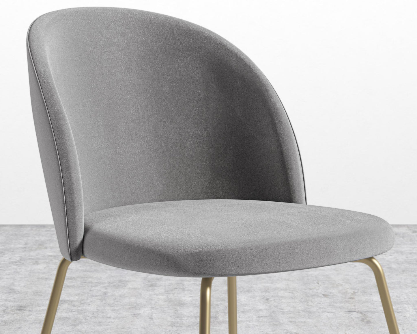 Iris Chair - Plush Velvet - Glacier Grey - Brass Base