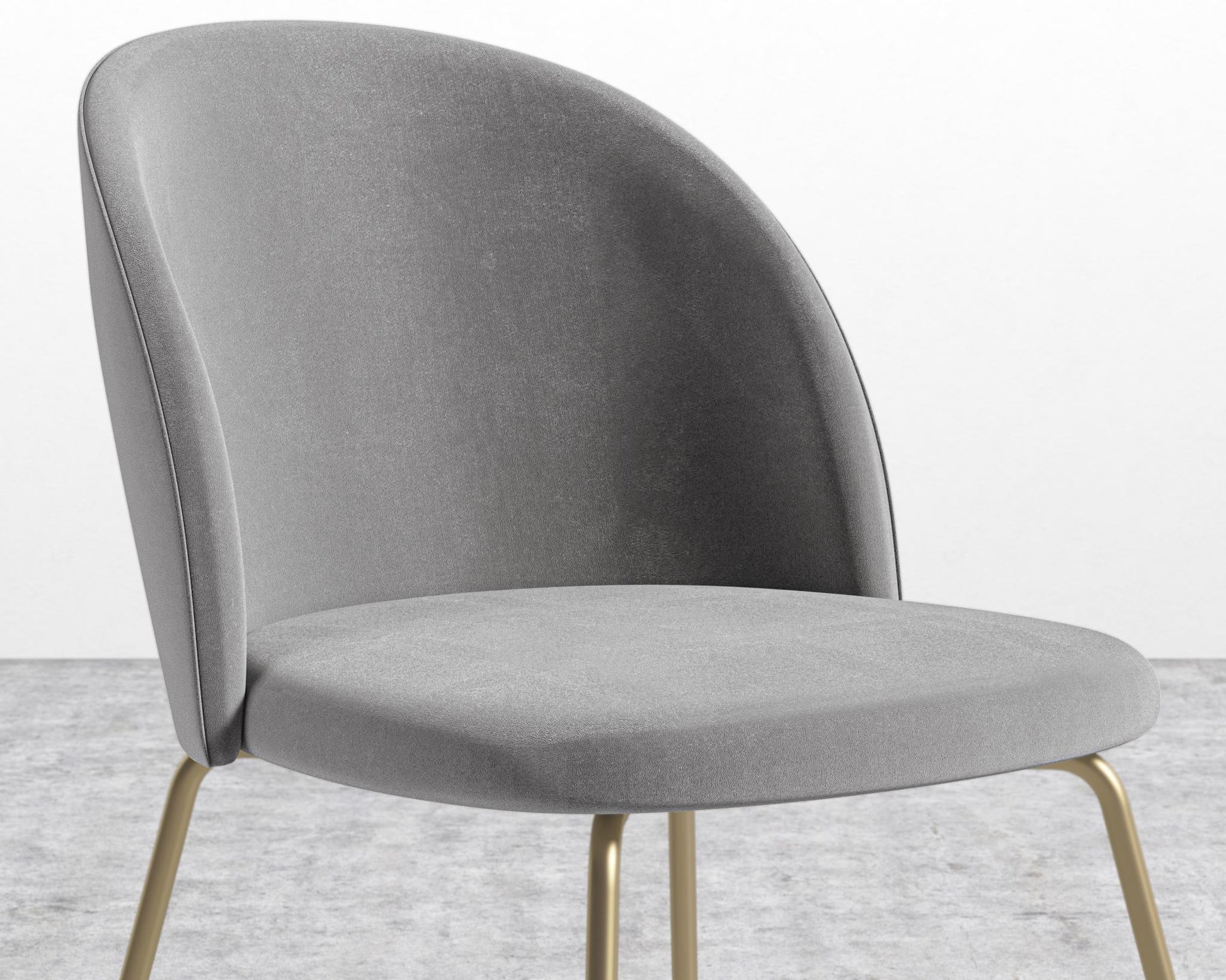 Iris Chair - Plush Velvet - Glacier Grey - Brass Base