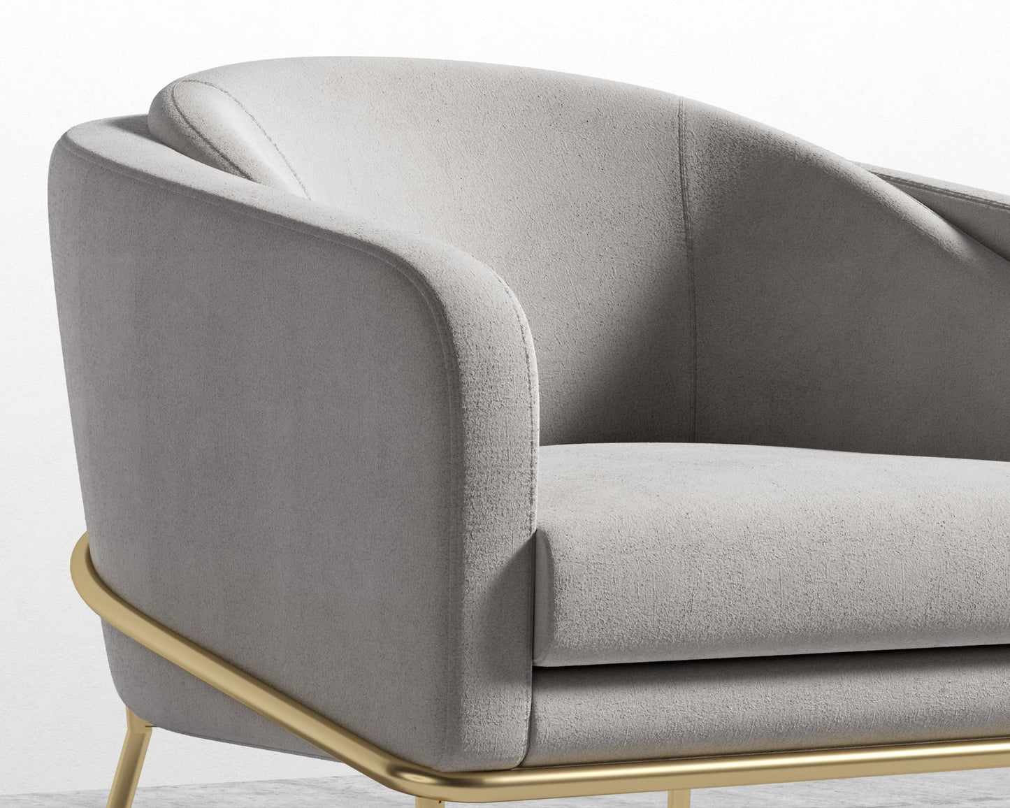 Angelo Lounge Chair - Venice Vegan Suede - Chiffon - Brass Frame