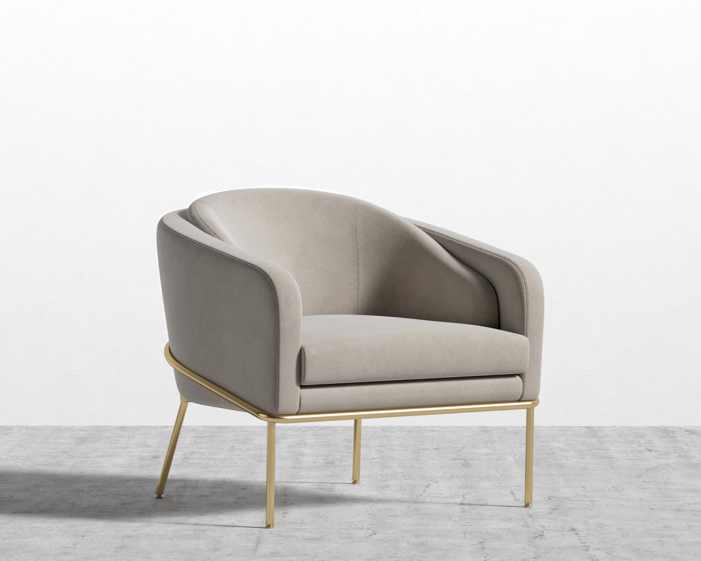 Angelo Lounge Chair - Venice Vegan Suede - Latte - Brass Frame